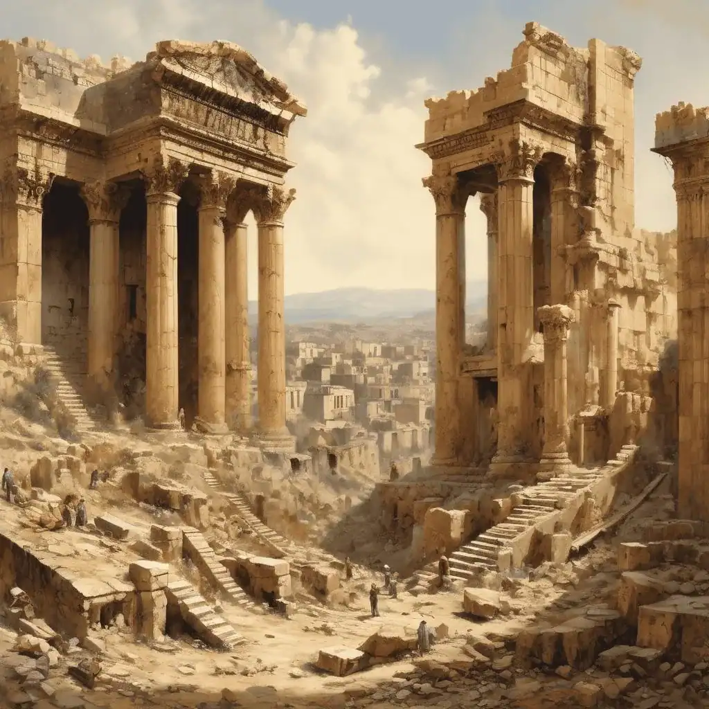 The ruined temple in Baalbek – Gustav Bauernfeind